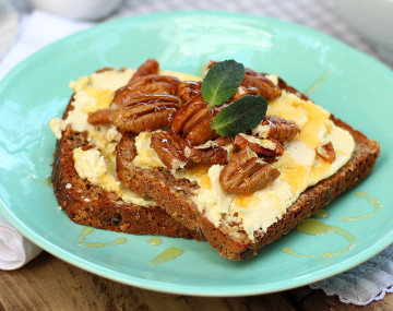 Cream Cheese and Pecans on Toast