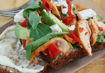 Grilled Chicken and Avocado Sandwich with Feta and Peppadews